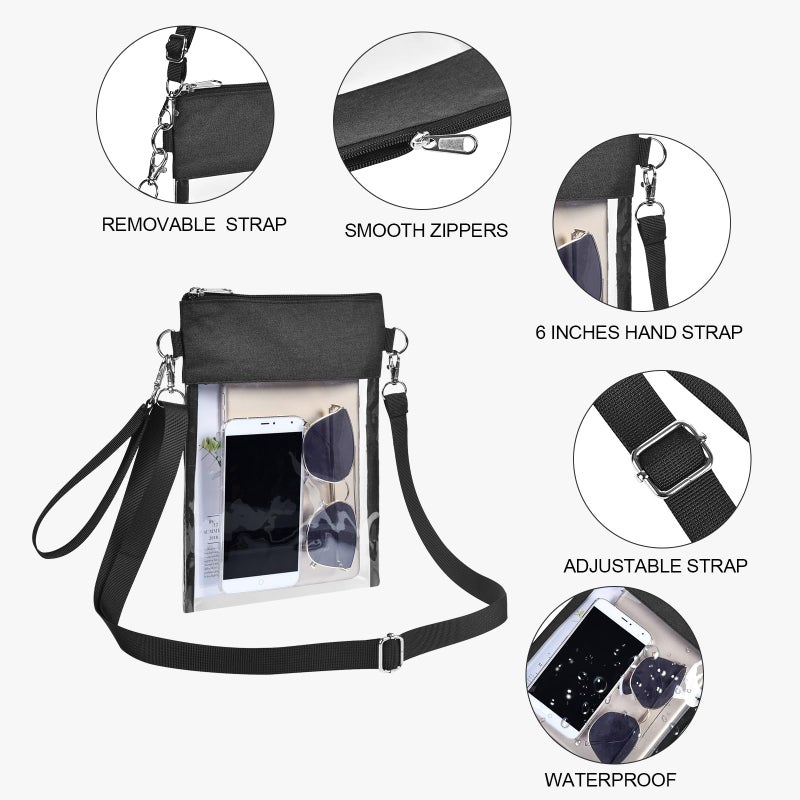 USPECLARE Clear Crossbody Purse Bag Stadium Approved Clear Tote Bag for Work Concert Sports(Clear Black) - Image 4
